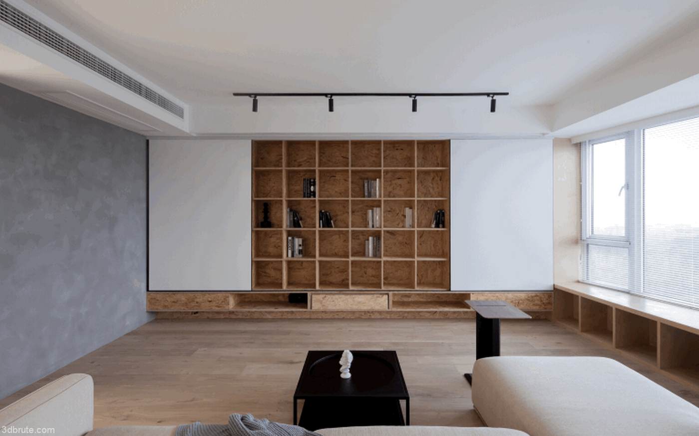 W-house minimalist private house design, wooden card studio