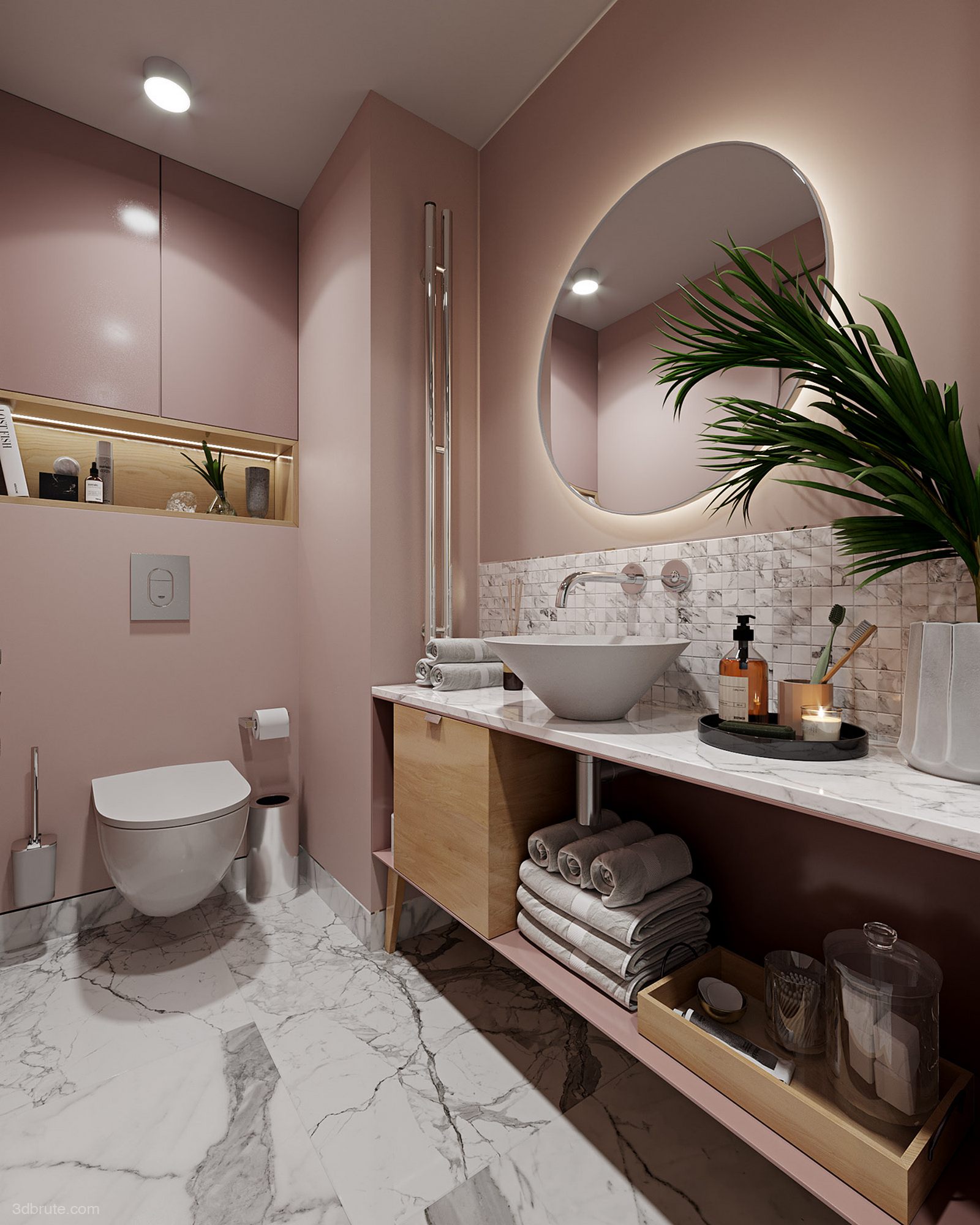 Romantic pink flat-warm home idea 3dbrute